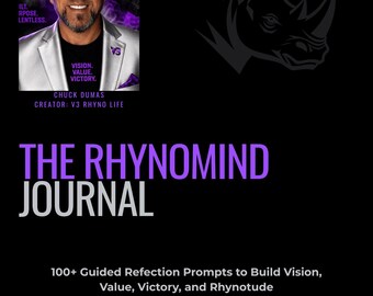 RhynoMind Journal | Guided Reflection Prompt Journal | Personal Growth Workbook | Mindset Journal | Vision Value Victory PDF