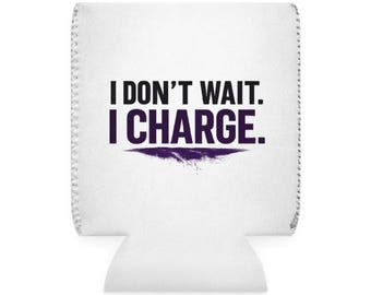 I Don't Wait I Charge can cooler sleeve | Purple Rhino design