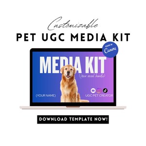 Plantilla para crear contenido generado por el usuario sobre mascotas / Kit de medios editable de Canva