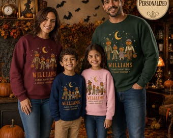 Personalized Family Halloween Sweatshirt | Custom Last Name Pumpkin Crewneck | Matching Adult Halloween Shirt