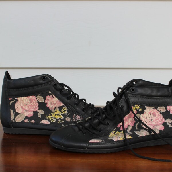 Pixie Boots, Grunge Boots, Floral and Leather
