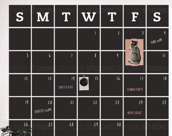 Extra Large Chalkboard Wall Calendar Decal: Write-On Organizer