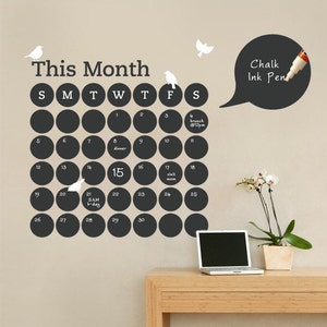 Daily Dot Calendar Decal, Chalkboard Wall Decals, Monthly Planner, Chalkboard Planner by Simple Shapes image 1