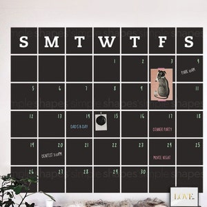 Chalkboard Wall Calendar, Blackboard Calendar, Wall Decal Calendar, Chalkboard Calendar Wall Sticker, Extra Large - by Simple Shapes
