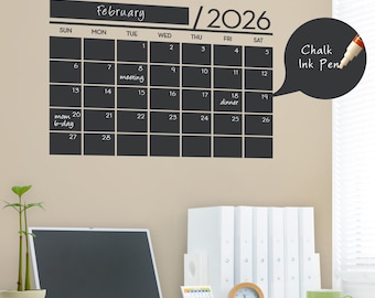 Décalcomanie murale calendrier 2026 : grand agenda en vinyle