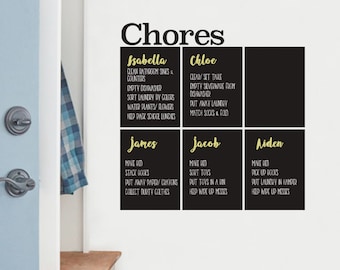 Chores Chart Chalkboard Wall Decal, Kids Chores, Family Chores Decal, Household Chores Wall Decal, Weekly Chores Decal