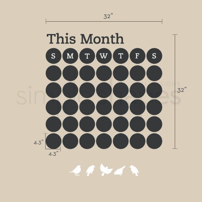 Daily Dot Calendar Decal, Chalkboard Wall Decals, Monthly Planner, Chalkboard Planner by Simple Shapes image 2