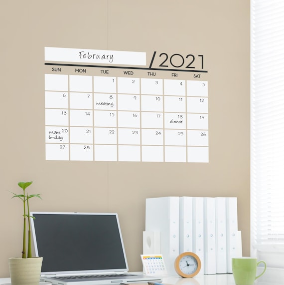 2021 Dry Erase Wall Calendar Dry Erase Wall Decals Dry Erase Etsy