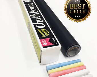 Chalkboard Vinyl Roll - 9 foot roll (108 inches) + (5) Color Chalk Included, Chalkboard Wall Decal, Blackboard Wall Decal