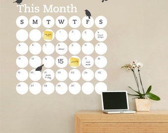 Dry Erase Daily Dot Calendar, Dry Erase Wall Decal, Monthly Planner, Monthly Calendar - by Simple Shapes