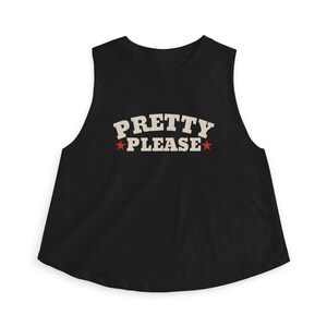 Haut court Pretty Please, débardeur cow-girl western, tenue pour la vie nocturne de Nashville, haut de concert country, haut court noir dragueur image 2