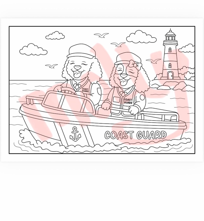 Police Fire Coast Guard Coloring Pages, Adorable Spaniel Rescue Art ...