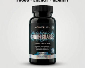SmartCharge Nootropic Capsules | Focus, Energy, Cognitive Support (60 Count) | Natural Nootropic | Memory & Productivity Boost