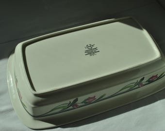 Vintage Lenox Chinastone “Midnight Blossoms” | Rectangular Baking Dish 1.5 Qt | 1990s Floral Bakeware | USA Made Casserole Dish