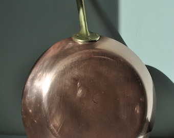 Sartén de cobre de edición limitada Vintage Paul Revere Ware / Sartén de cobre macizo con mango de latón / Revestimiento de acero inoxidable / Utensilios de cocina americanos