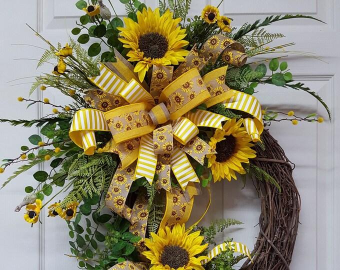 Summer Wreaths Front Door Wreaths Summer Sunflower Wreath Etsy