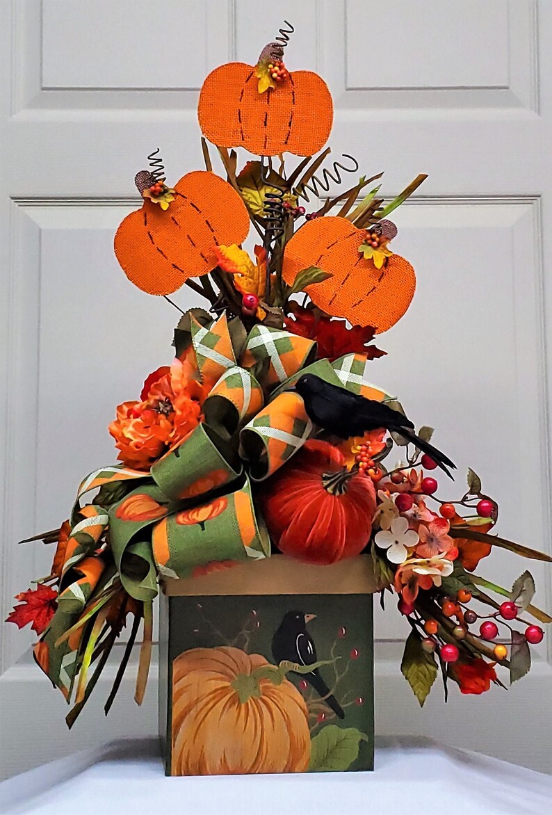 2 1//2/" Wired Pumpkin Ribbon Thanksgiving Wreath Bow Halloween Autumn Cake Squash