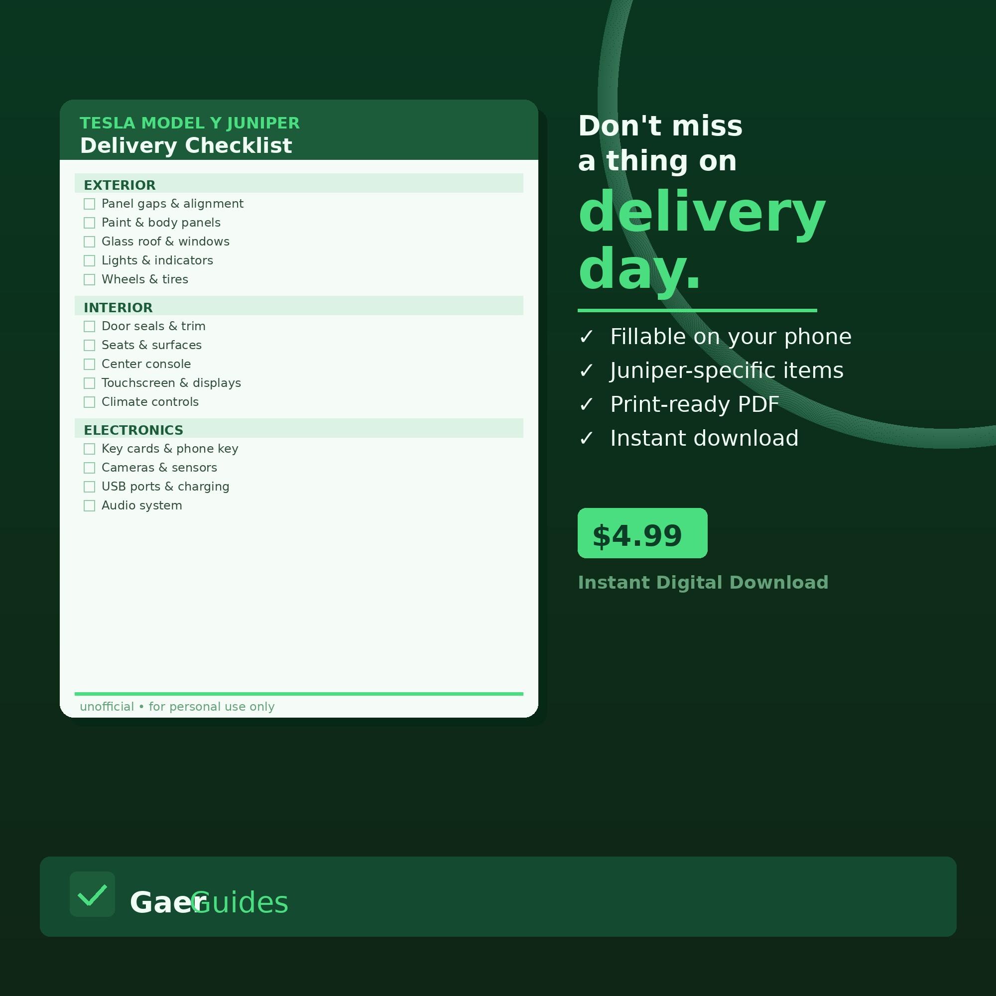 Tesla Model Check List.pdf Tesla Model Y Juniper Delivery Checklist 2025 2026 | Fillable PDF ...