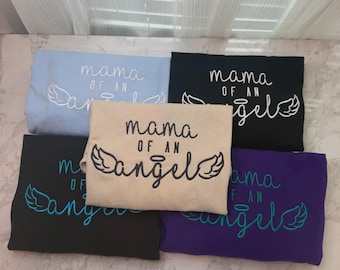 Mama of an Angel Shirt with sleeve embroidery, Infant Loss Memorial, Grief Remembrance Tee