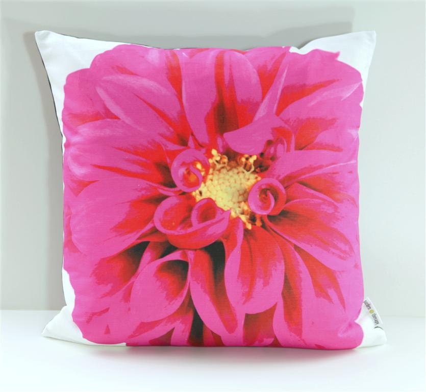 Garden Flowers Pillow Cover Hot Pink Dahlia Etsy