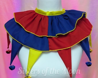 Primary Color Clown Neck ruff & Jester Collar 2 Piece Set - Neck ruffle Point collar Costume Accessories