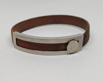Hermès Brown Leather Pousse Pousse Bracelet Leather Cuff Bracelet Minimalist Unisex