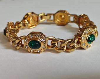 JBK Jackie Kennedy Camrose Kross Links Bracelet Gold Tone Vintage 90s