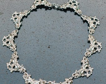 Modernist Marcel Boucher Parisina Sterling Silver Chocker Necklace Repousse Neo Renaissance Style RARE