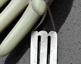Vintage Sterling Silver 'm' Monogram Pendant Necklace ESEMCO MCM Minimalist