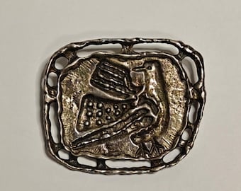 Signed Guy Vidal Brutalist Pewter Phoenix Bird Pin Brooch – MCM Jewelry Canadian Artist, Unisex