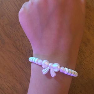 Teal and white bow bracelet!