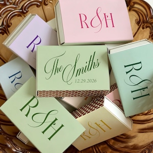 Personalized Monogram Wedding Matchboxes, Custom Initials Matchbox Favors for Guests, Bridal Showers and Rehearsal Dinners, Wedding Matches