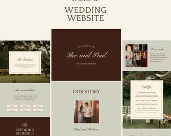 Modern Minimal Wedding Website Template | Canva Editable, RSVP Form (Digital Download)