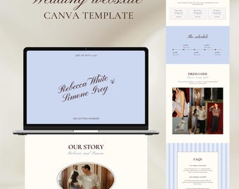 Powder Blue Wedding Website Template, Elegant Canva Design (Digital Download)