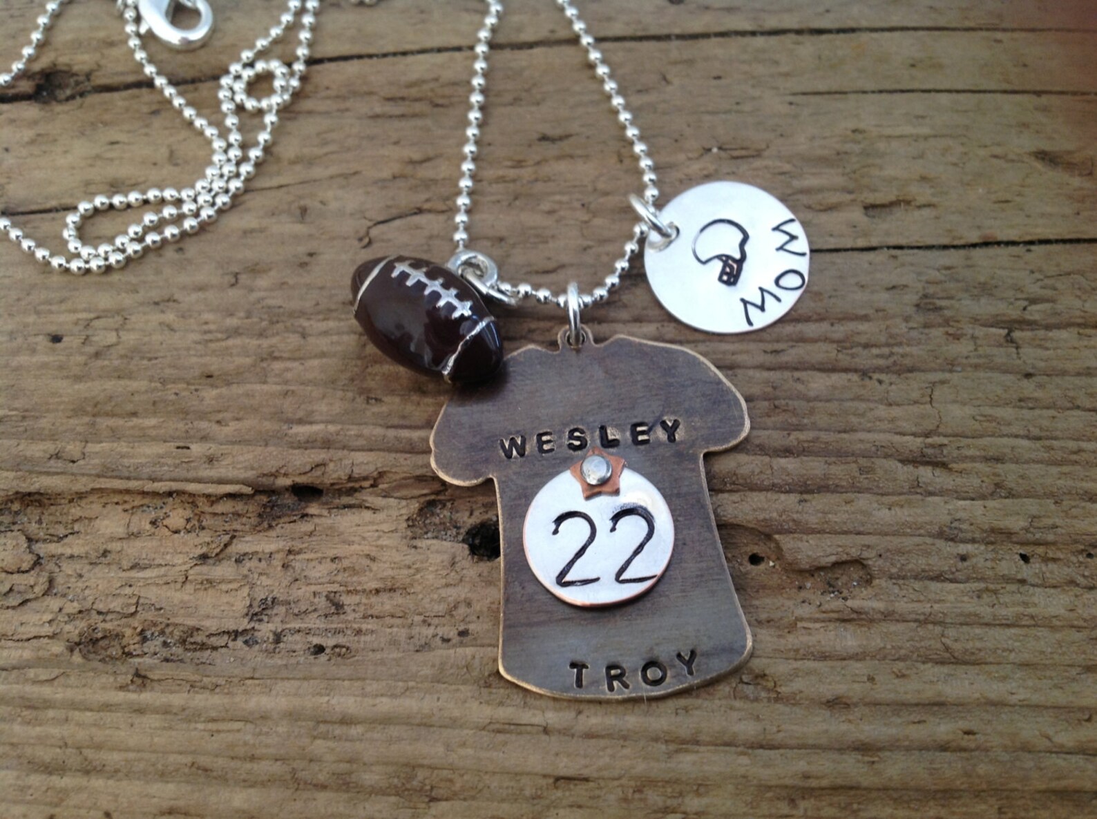 Football Mom Sports Necklace personalized custom pendant Etsy