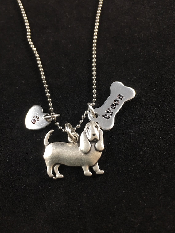 Basset Hound Dog Necklace. Basset hound Jewelry. Pet memorial Etsy