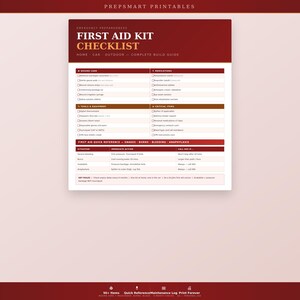 First Aid Kit Checklist Printable | Home Car & Outdoor First Aid | Emergency Medical PDF Australia