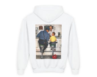 Norman Rockwell Diner Scene Youth Hoodie