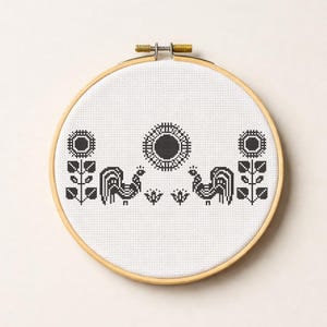 Gallo negro / Patrón de punto de cruz de 137 x 56