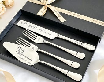 Wedding Cake Set Anniversary Gift Cake Cutting Set Engraved Knife Server Forks Cake Server Set Wedding Gift For Bridal Shower 2201