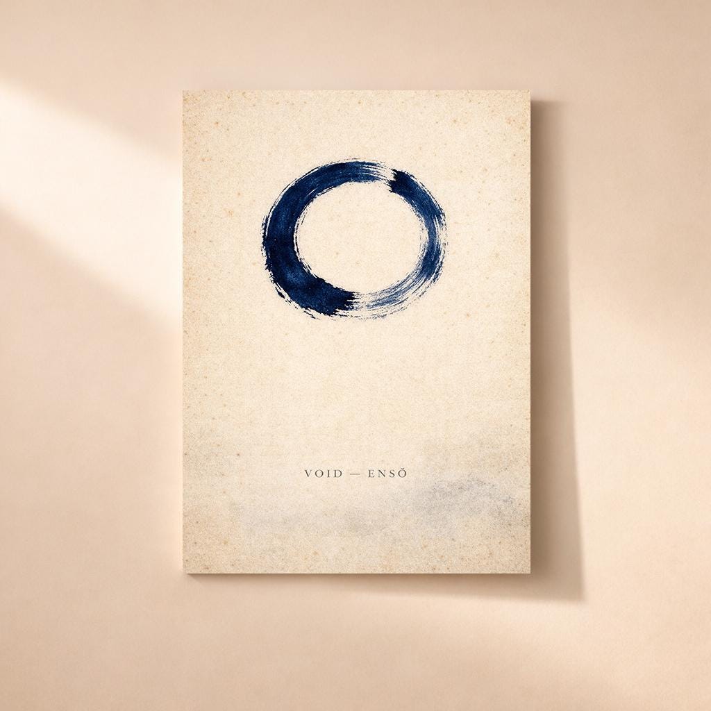 Enso Wall Art – Japanese Zen Circle Print, Wabi Sabi Indigo Abstract ...