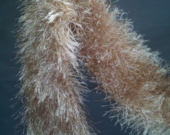 Fancy Warm Scarf Fur Gold Beige Tan Gift for Mother Day