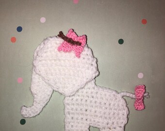Ready to use crochet appliqué: elephant, sunflower, and pumpkins