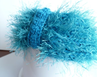 Aqua Knit Turban Headband, Fun Fur Winter Fashion