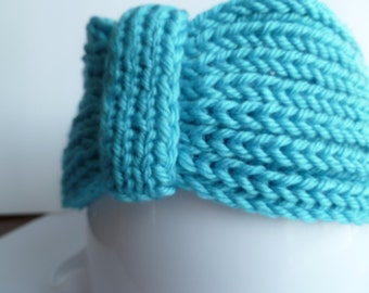 Aqua Knit Headband: Turquoise Turban, Soft Acrylic