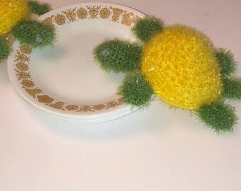 Turtles Hearts Flowers Scrubby Sponge Dish Set