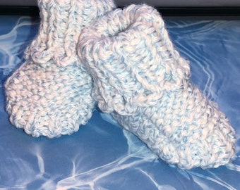 Baby Booties: Heaven Blue White For Newborn