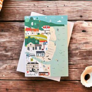 Illustrierte Sandsend Grußkarte