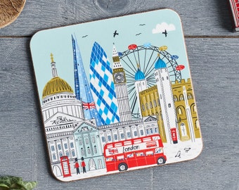 London Skyline Melamine Cork Backed Coaster
