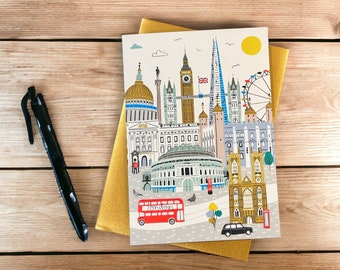 London Skyline Illustration Grußkarte